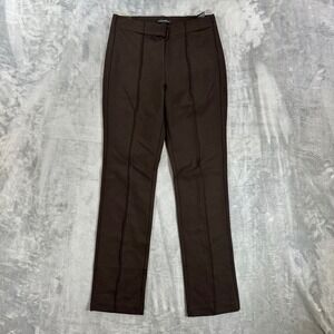 New Banana Republic Ponte Pants Womens Size S Brown Pintuck Slim Leg Pants
